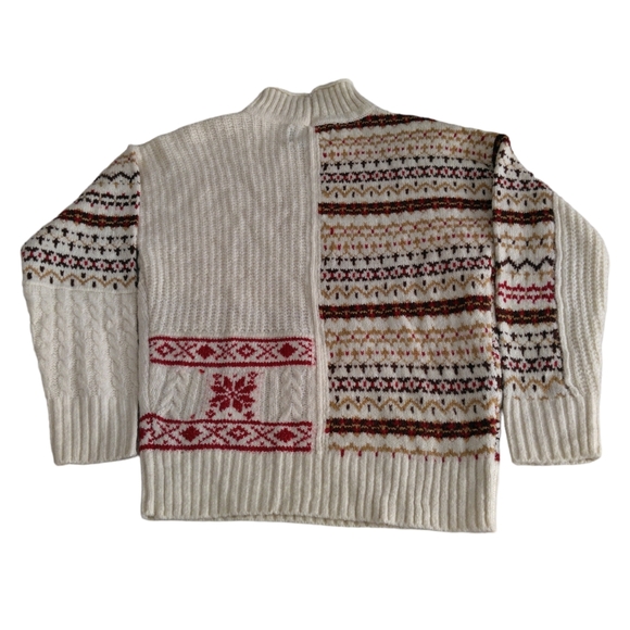 NWT American Eagle XXS Cable Knit Fair Isle Snowflake Mock Neck Sweater - Picture 3 of 17
